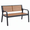 Panca da giardino 120 x 65 x 85 cm in metallo e legno marrone - seduta due posti con braccioli