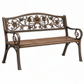 Panchina da giardino 125 x 60 x 90 cm in metallo bronzo con schienale floreale stile classico