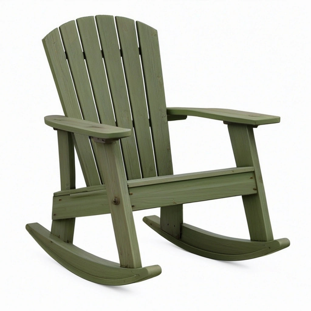 Sedia a dondolo da giardino 100 x 76 x 103 cm in legno verde con braccioli