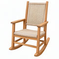 Sedia a dondolo 65 x 90 x 110 cm in legno e fibra intrecciata naturale per relax