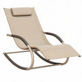 Sedia a dondolo 160 x 65 x 100 cm in metallo e tessuto beige con braccioli per relax