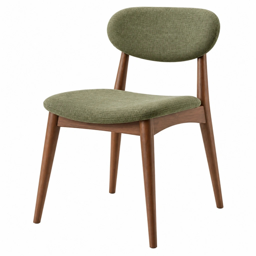 Sedia da pranzo 53 x 56 x 78 cm in legno marrone e tessuto verde stile moderno