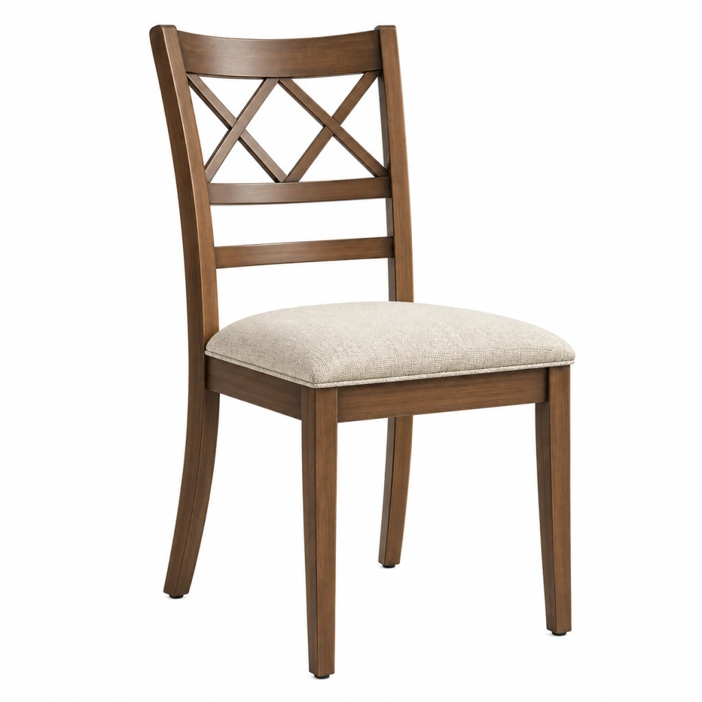 Sedia da pranzo 45 x 53 x 98 cm in legno marrone con seduta imbottita beige stile classico
