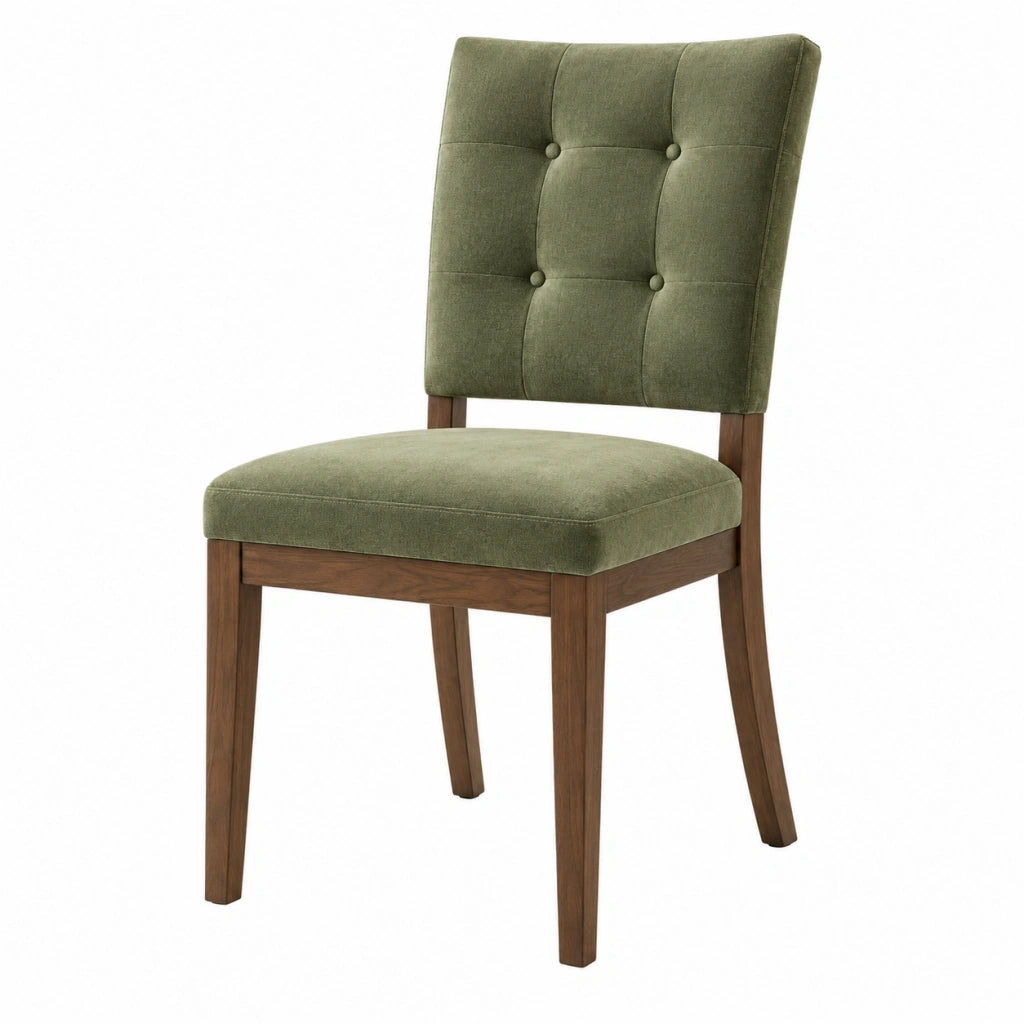 Sedia da pranzo 48 x 60 x 95 cm in tessuto verde con struttura in legno stile classico