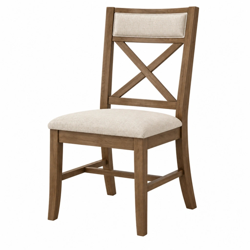 Sedia da pranzo 48 x 55 x 100 cm in legno marrone con seduta imbottita beige stile classico