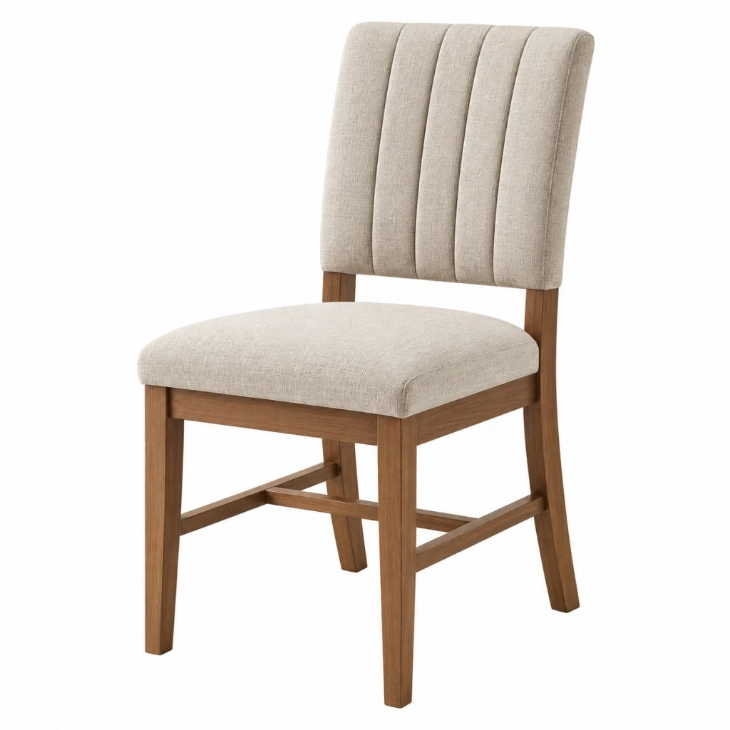 Sedia da pranzo 48 x 58 x 92 cm in tessuto beige e legno stile moderno