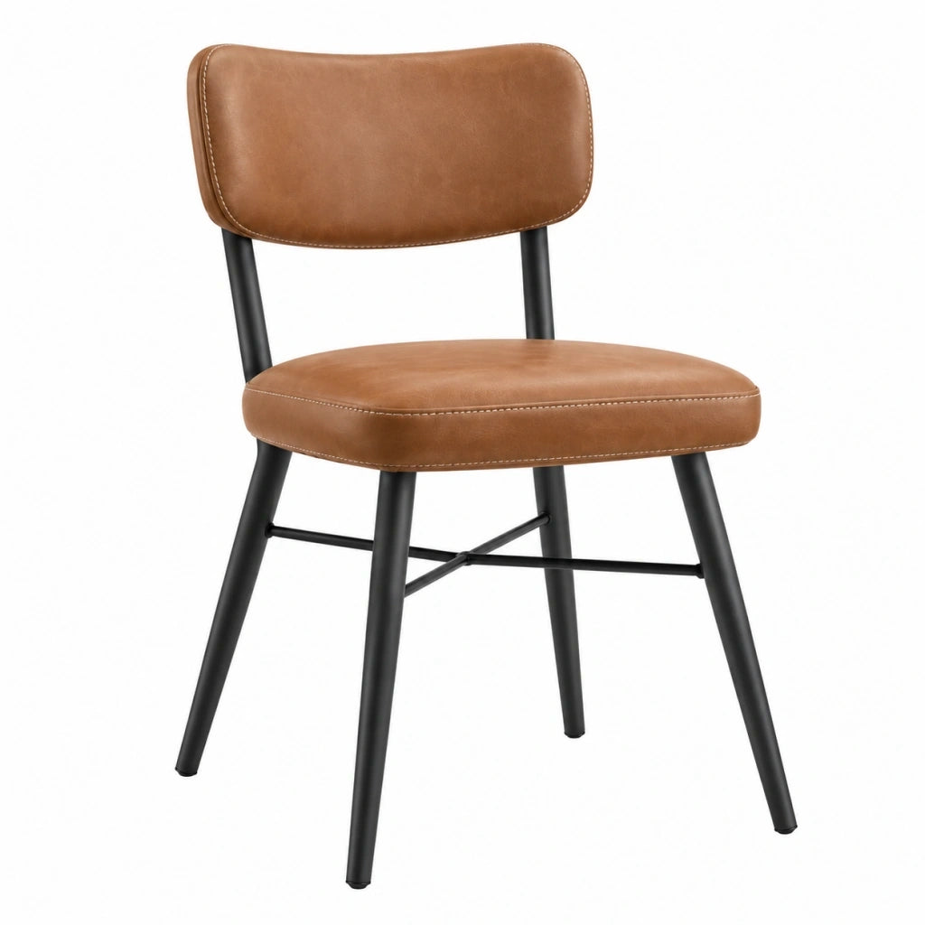Sedia da pranzo 48 x 54 x 80 cm in rivestimento sintetico marrone con struttura nera stile industriale