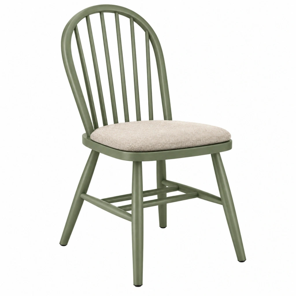 Sedia da pranzo 48 x 54 x 91 cm in legno verde oliva con seduta imbottita in tessuto stile classico