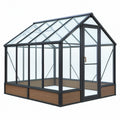 Serra da giardino 300 x 240 x 240 cm in alluminio nero con pannelli trasparenti e porta a battente