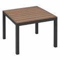 Tavolo da esterno 90 x 90 cm in metallo nero e piano effetto legno - design moderno