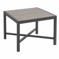 Tavolo da giardino 80 x 80 x 75 cm in alluminio grigio antracite con piano effetto legno
