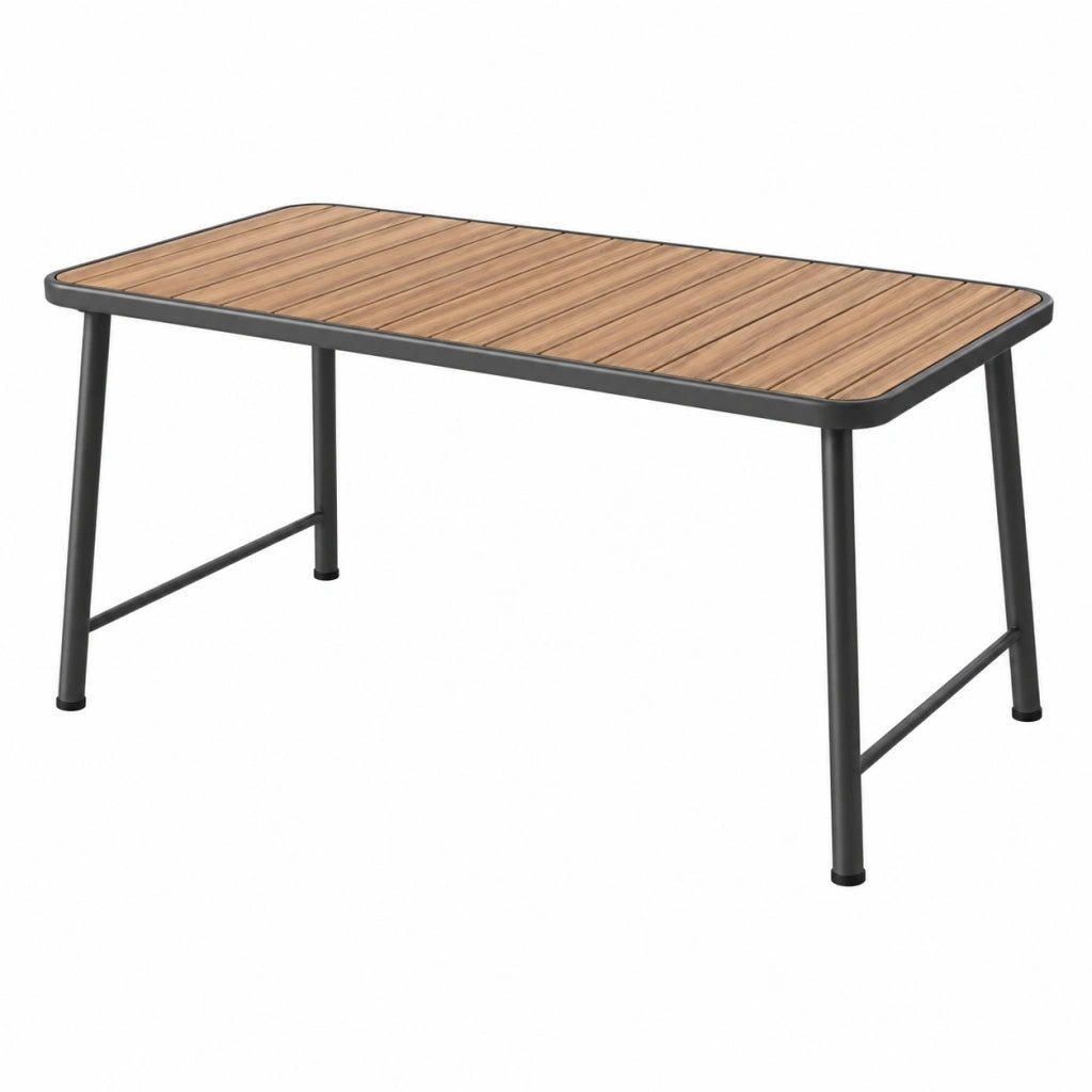 Tavolo da giardino 120 x 70 x 75 cm in legno e metallo marrone nero - rettangolare moderno da esterno