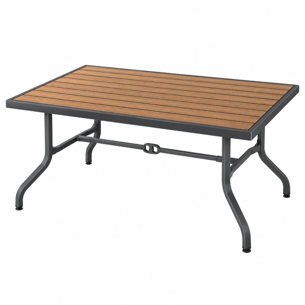 Tavolo da giardino 150 x 90 cm in legno marrone e metallo nero stile industriale