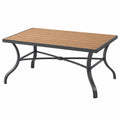 Tavolo da giardino 150 x 90 x 75 cm in metallo e doghe effetto legno marrone nero stile contemporaneo