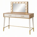Toeletta con specchio 120 x 45 x 135 cm in legno bianco e marrone con luci stile moderno