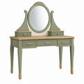 Toeletta 120 x 45 x 150 cm verde salvia in legno ingegnerizzato con specchio e cassetti stile classico