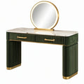 Toeletta con specchio 120 x 45 x 150 cm verde scuro e oro con piano effetto marmo stile moderno
